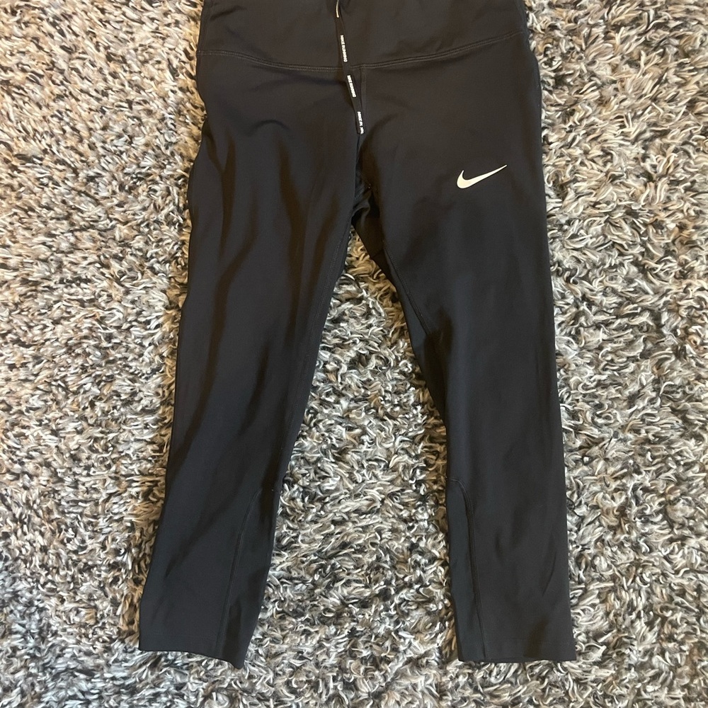 Nike Women's Black Running Leggings with White Swoosh